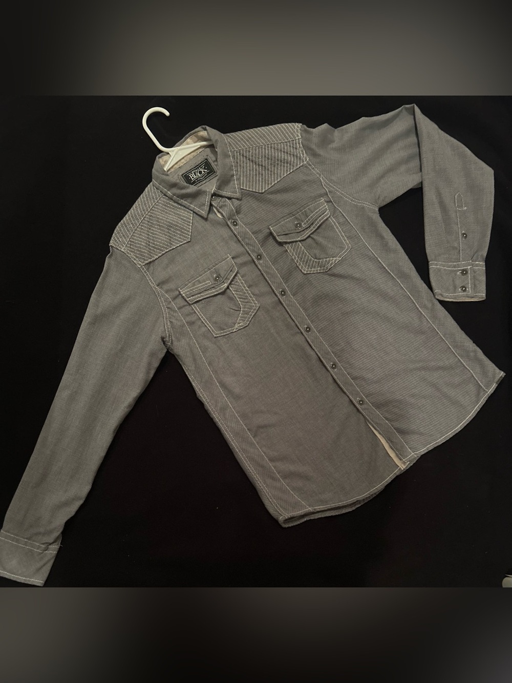 Buckle Gray Western-Style Button-Down Shirt Mens Medium